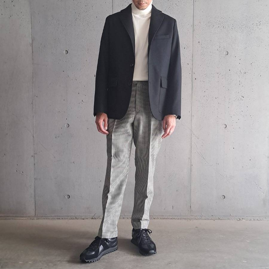  24'AW SPECIAL STYLING 2 -BARNSTORMER×ROL / [3104J] SUPER100'S SAXONY WOOL UNCONSTRUCTED JACKET (BLACK)/[1264P] SUPER100'S SAXONY WOOL MCQUEEN PANTS (HOUNDSTOOTH)