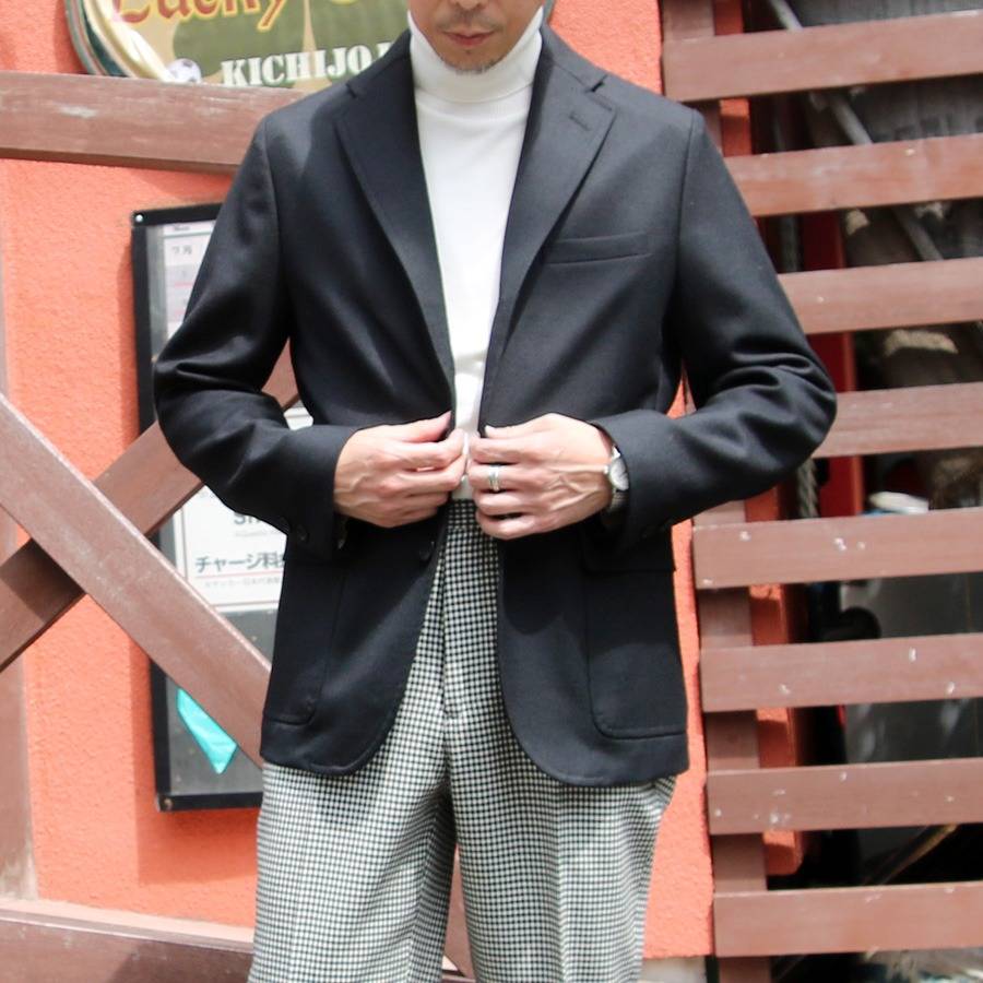  24'AW SPECIAL STYLING 2 -BARNSTORMER×ROL / [3104J] SUPER100'S SAXONY WOOL UNCONSTRUCTED JACKET (BLACK)/[1264P] SUPER100'S SAXONY WOOL MCQUEEN PANTS (HOUNDSTOOTH)